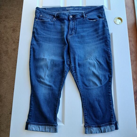 Levi Strauss Signature Modern Capri Denim Pants 20 W35 distressed stretch 40"W - Picture 1 of 14